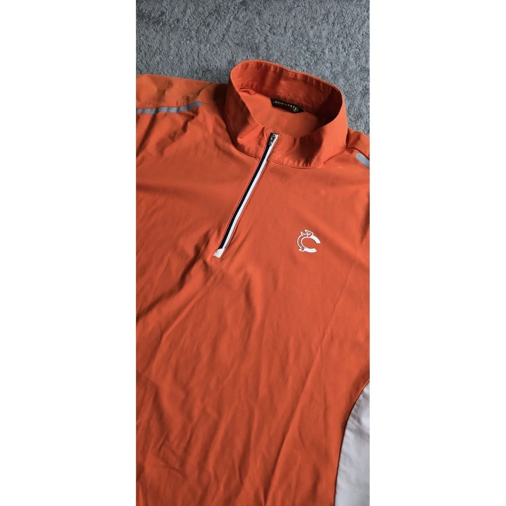 Louis Castel Pullover Shirt Mens Size 105 Orange Long Sleeve 1/4 Zip Golf